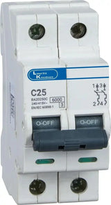 Lauritz Knudsen Tripper Double Pole C Curve 25A MCB