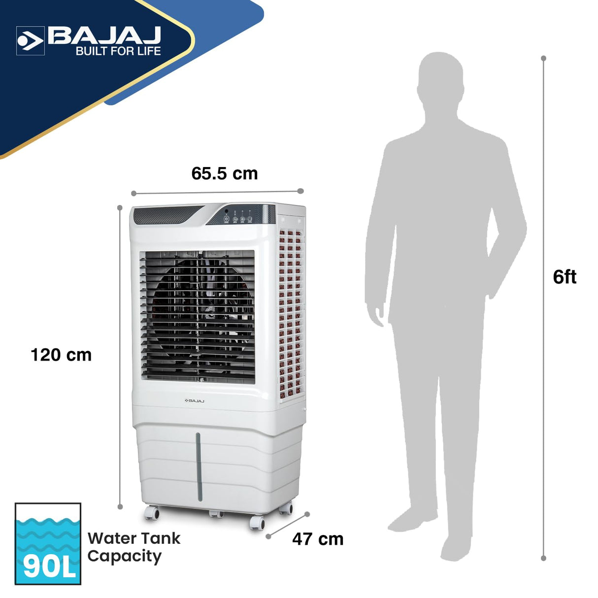 Bajaj Shield Series Elevate 90 Litre Digi Air cooler (White)