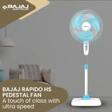 Bajaj Rapido 400mm High Speed Pedestal Fan (Pearl Blue)