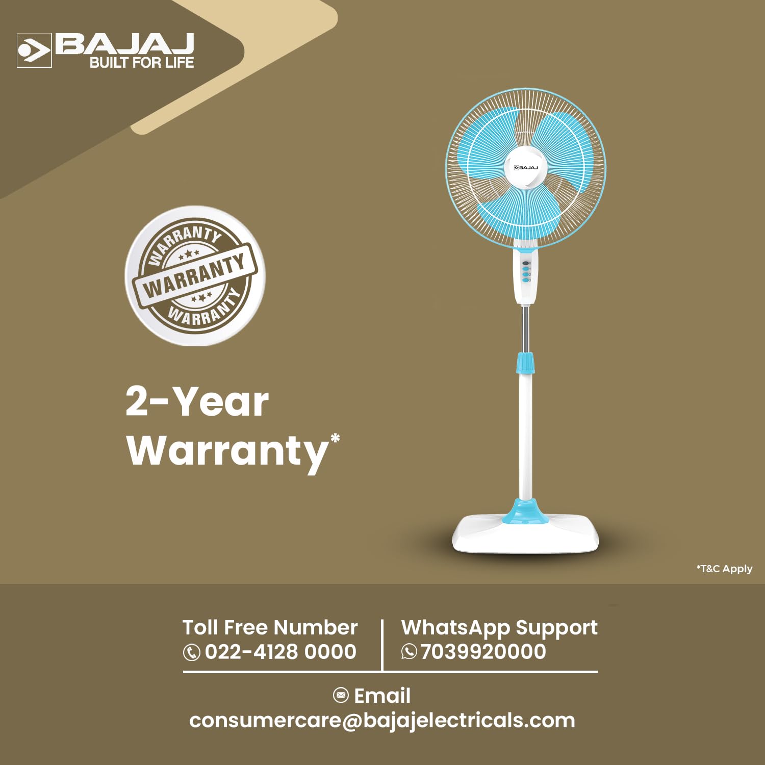 Bajaj Rapido 400mm High Speed Pedestal Fan (Pearl Blue)