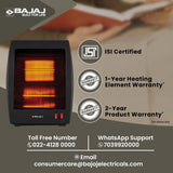 Bajaj Electric RH2C Carbon 800 Watts Room Heater (Black)