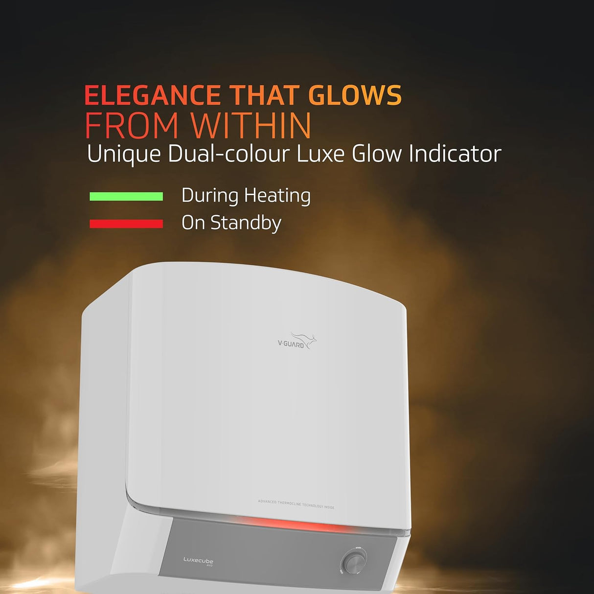 V-Guard Luxecube Avo Geyser 15 Ltr Water Heater (white)