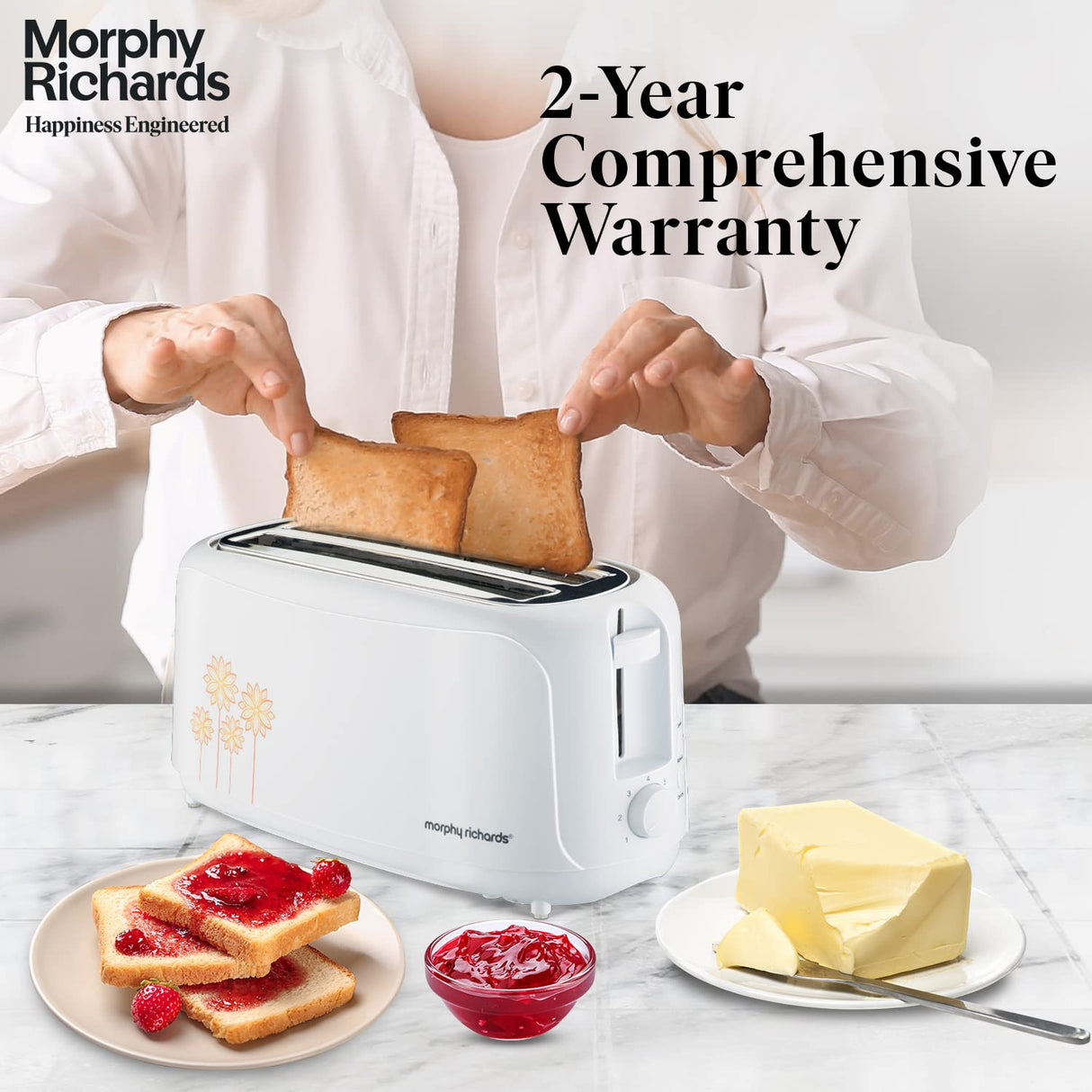 Morphy Richards at 402 1450Watts 4-Slice Automatic Pop-Up Toaster(White)