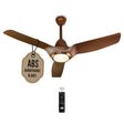 Ceiling fan with ABS aerodynamic blades and remote control on a white background