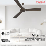 Polycab Vital Plus 1200mm Star Rated Ceiling Fan (Jaco Bean)