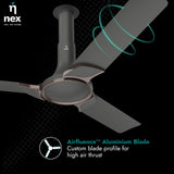 Nnex by Bajaj Glyde A50 1200mm Ceiling Fan (Granite Grey)