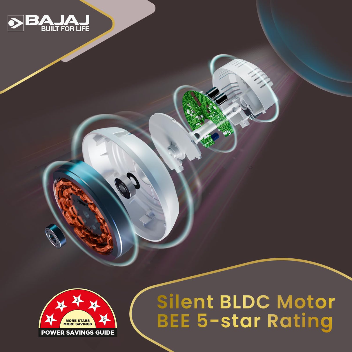 Bajaj Eurostos 1200mm 5 Star Rated BLDC Ceiling Fan (Bronze Mist)