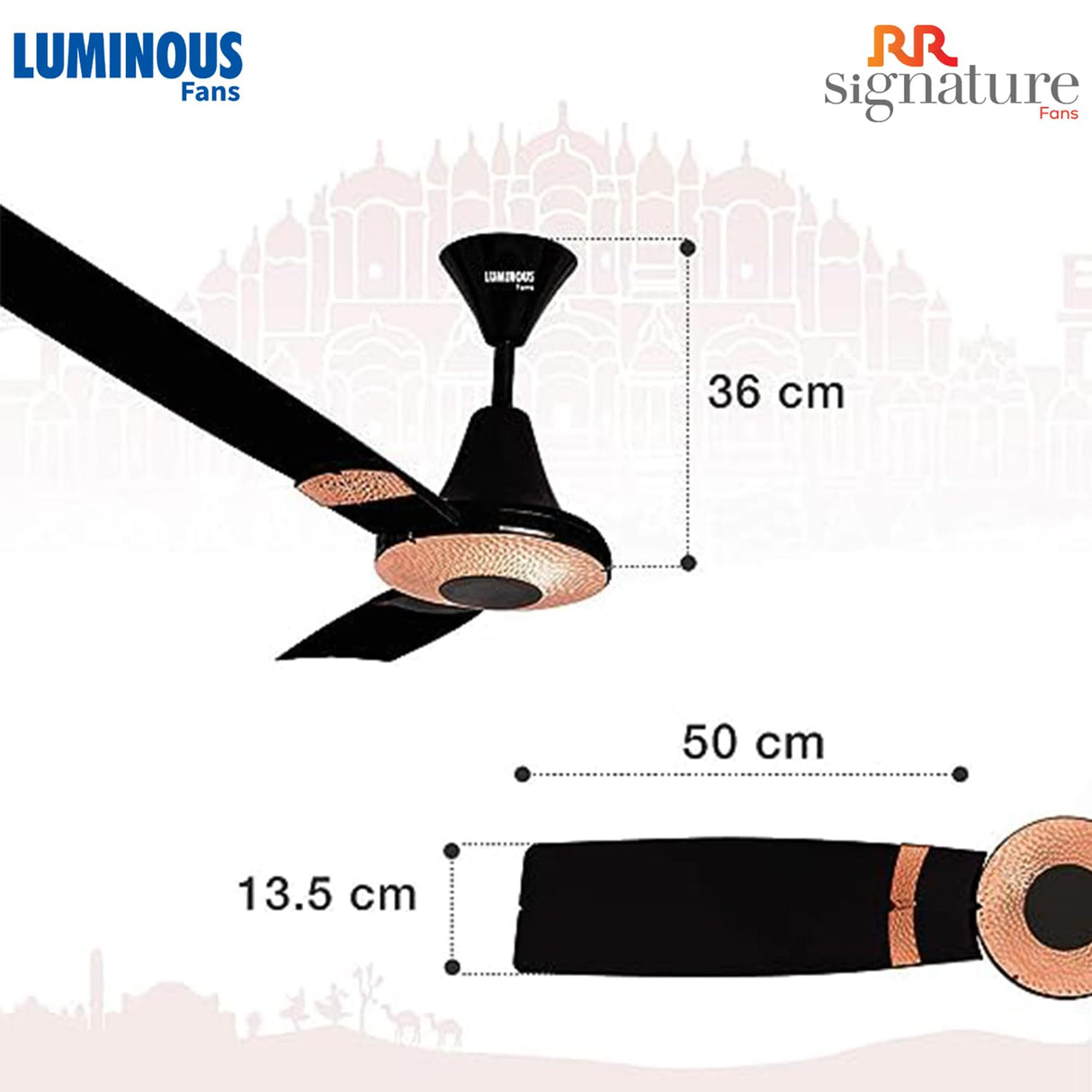 RR Signature Jaipur Tamra 1200mm Ceiling Fan (Abu Black)