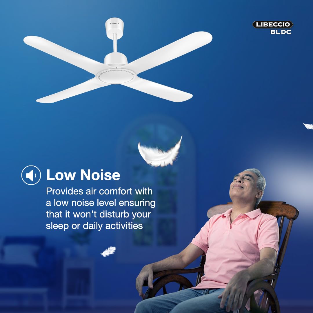 Havells 1200Mm Libeccio Bldc Motor Ceiling Fan with remote  (Pearl White)