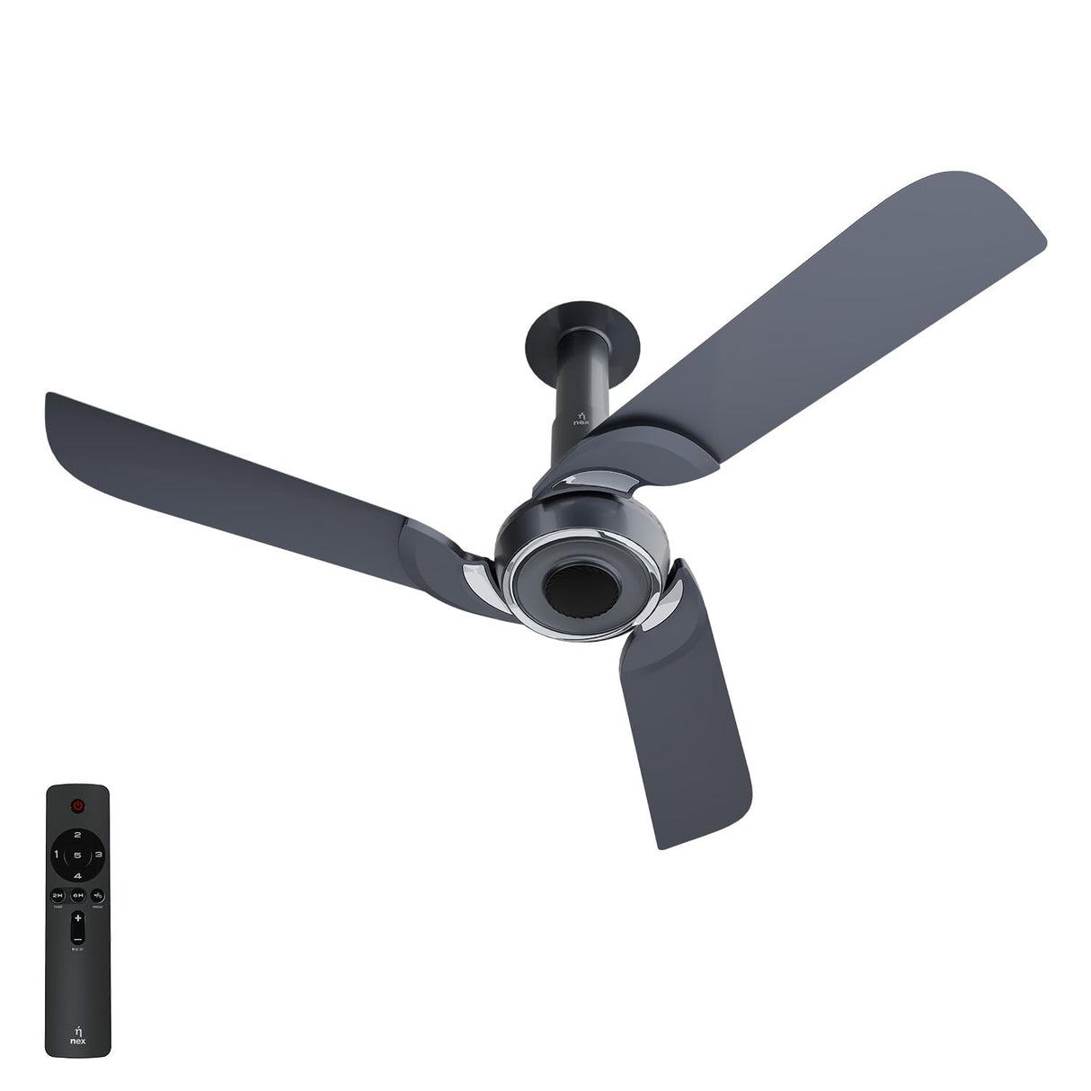 Ceiling fan with remote control on a white background