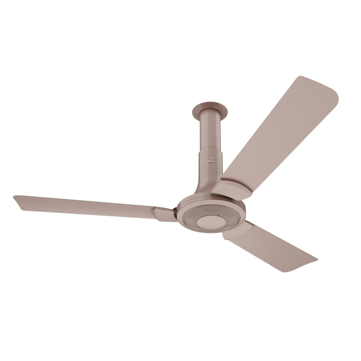 Ceiling fan with three blades on a white background