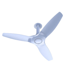 Ceiling fan with three blades on a white background