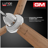 Ceiling fan with rubber cap feature and GM Fans & Appliances branding