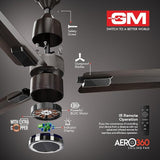 GM Aero360 1200mm BLDC Ceiling Fan (Brown Gun Metal)