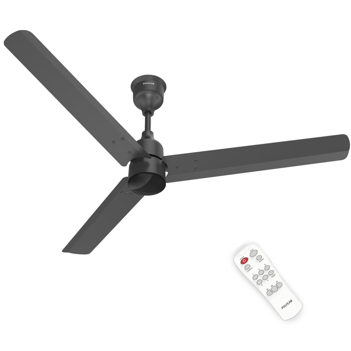 Polycab Wizzy Plus 1200mm 5-Star BLDC Ceiling Fan With remote (Matt Black)