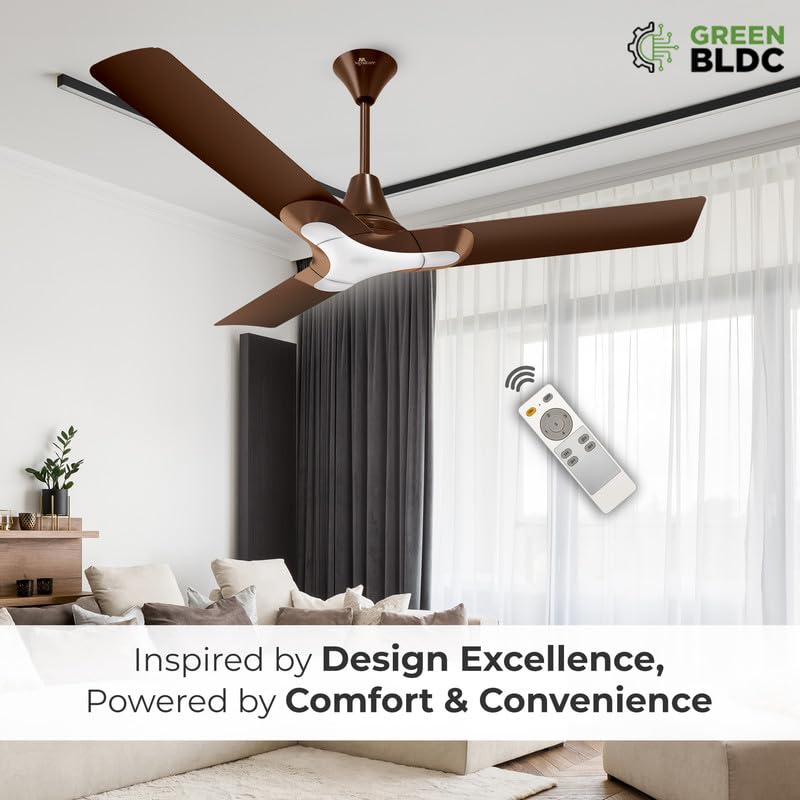 RR Signature New York Brooklyn 5 Star BLDC Ceiling Fan with Remote (Ale Brown)