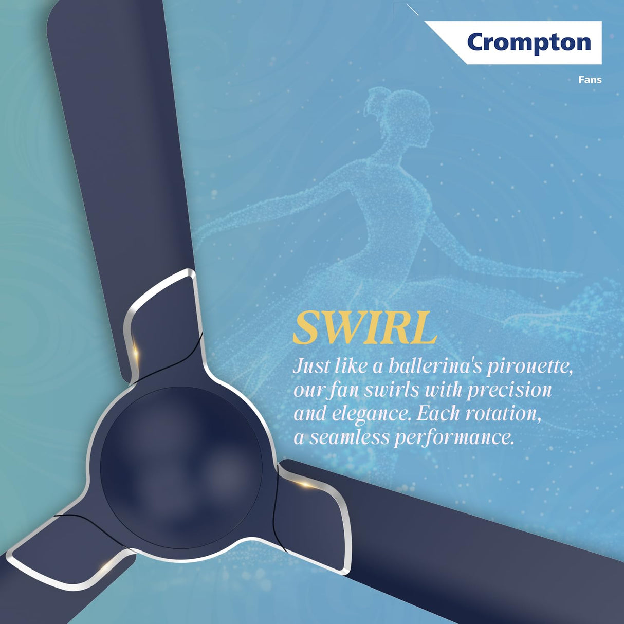 Crompton Premion Avancer Swirl 1200mm Ceiling Fan (Dark Sapphire)