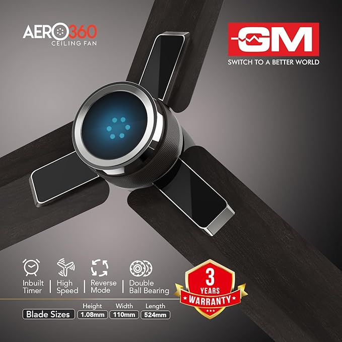GM Aero360 1200mm BLDC Ceiling Fan (Brown Gun Metal)