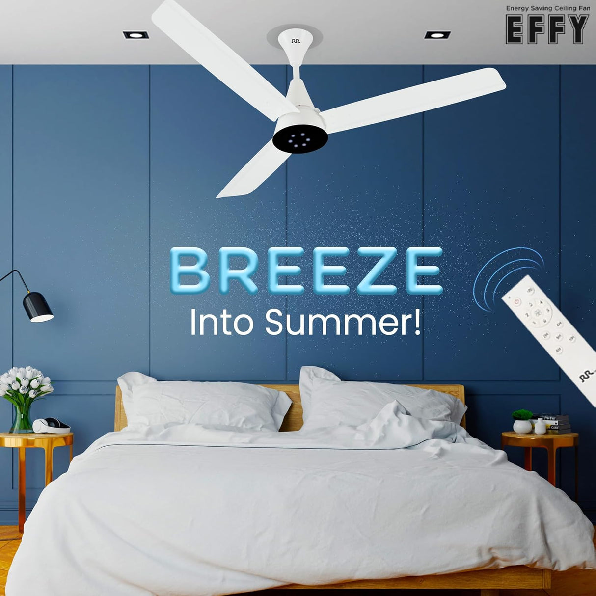 RR Effy BLDC 1200mm Ceiling Fan with Remote (White)