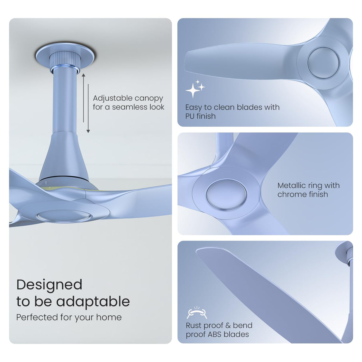 Orient Aeroquiet Neu 1S 1230mm Ceiling Fan Ice Blue