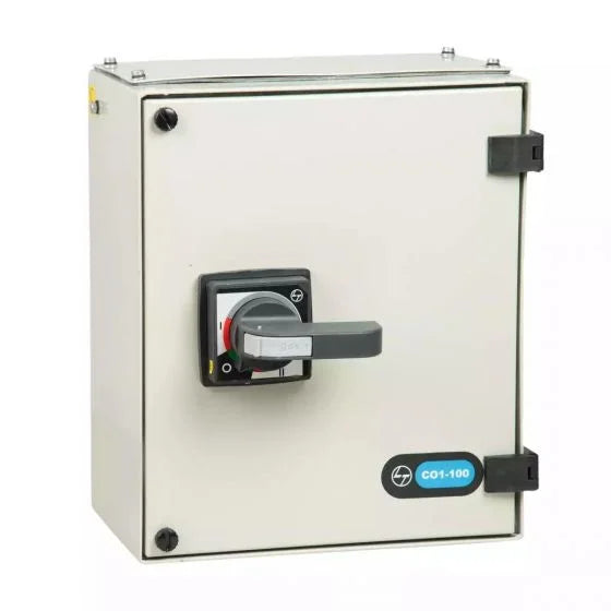 L&T C-Line Manual Changeover Switch FR1 100A 4P 415V AC SS Enclosure Extended Handle