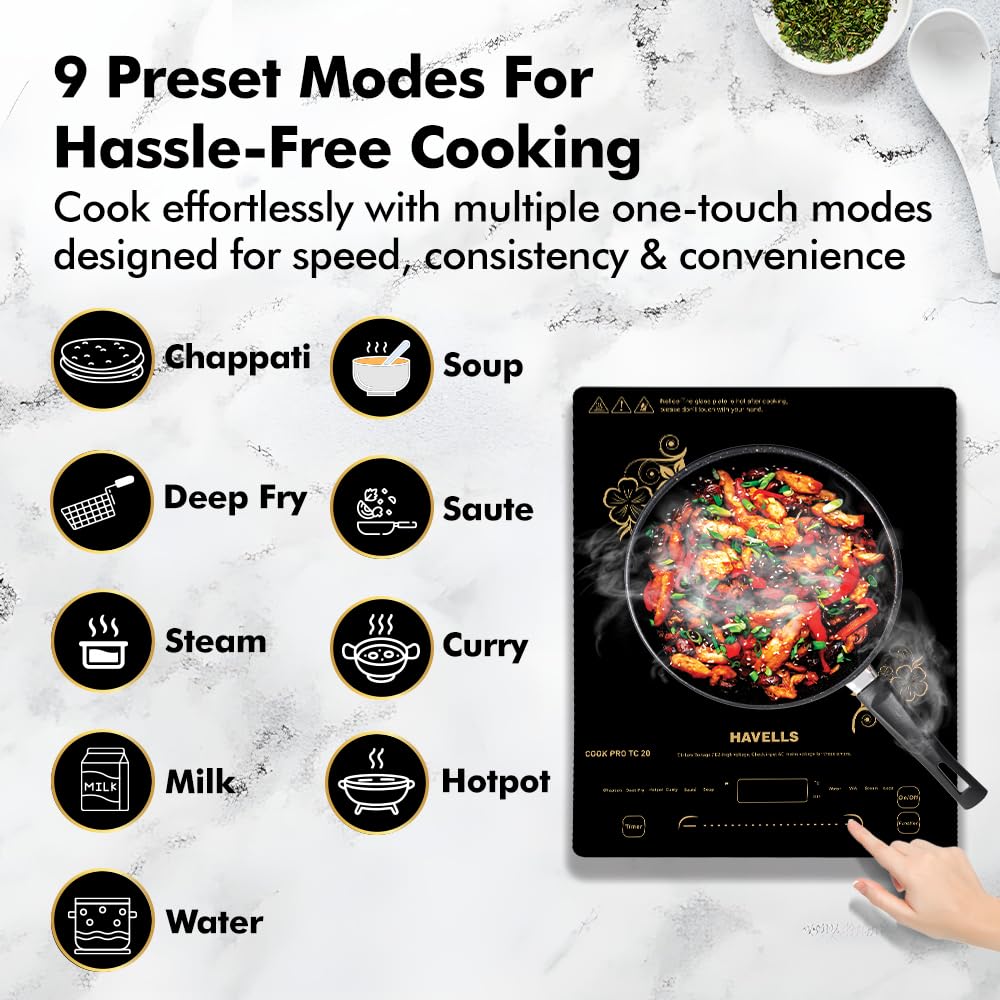 Havells Cook Pro TC20 2000W Induction Cooktop | Black