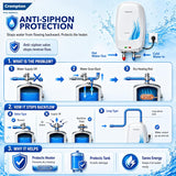 This geyser has anti siphon protection which stops water from flowing backward which protect the heater 