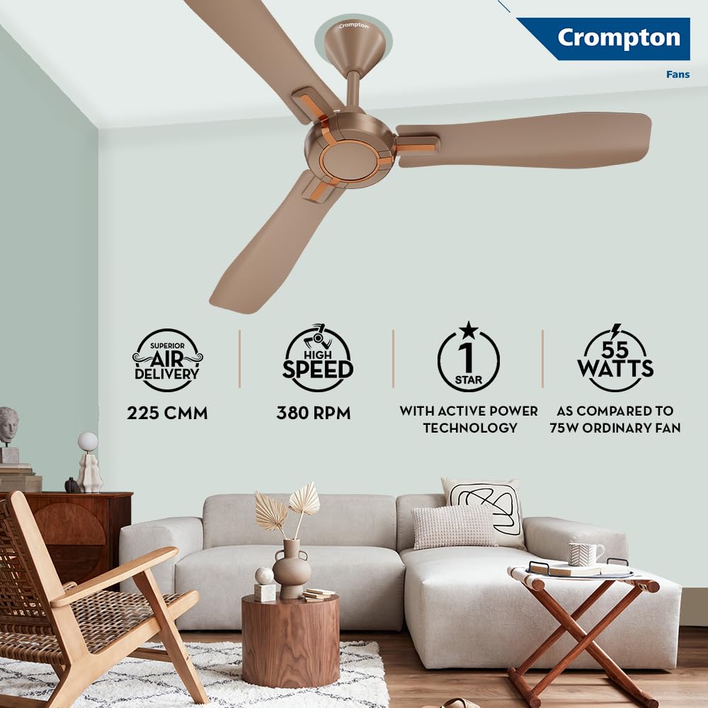 Crompton High Speed Santos Anti-dust 1200mm Ceiling Fan (Tawny Brown)