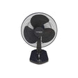 A black Crompton G1100 pedestal fan with a wire safety grille, three black blades, and a matching black base, shown against a plain white background.