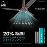 Nex ceiling fan with air thrust illustration on a black background