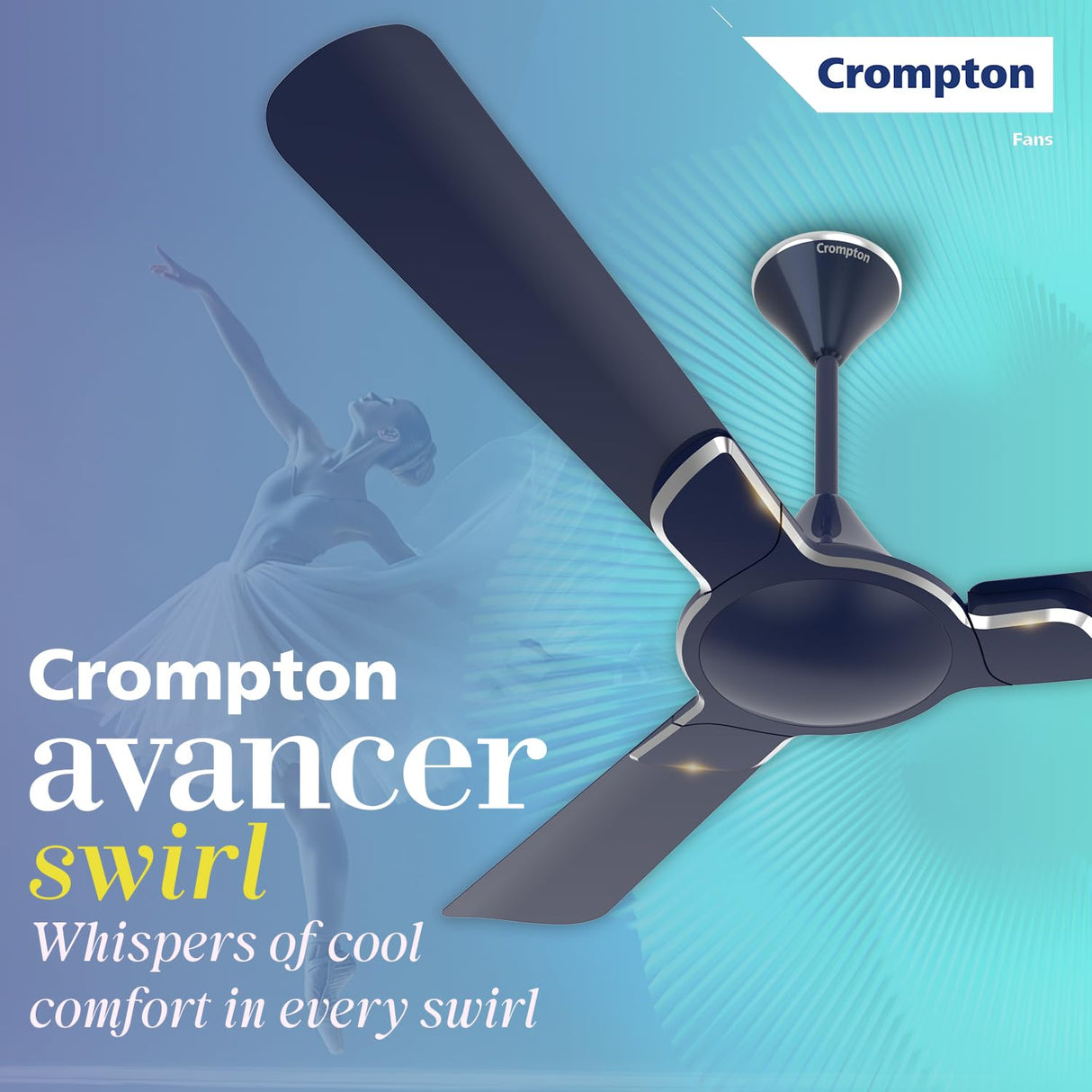 Crompton Premion Avancer Swirl 1200mm Ceiling Fan (Dark Sapphire)