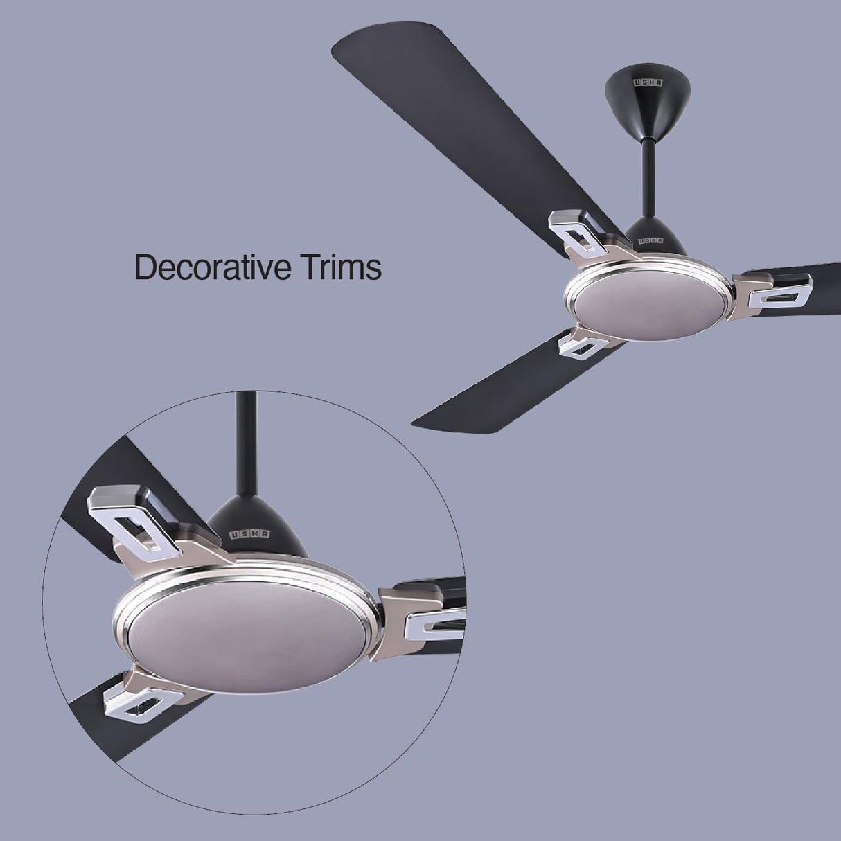 Usha Striker Galaxy 1200mm Decorative Ceiling Fan (Dark Grey)