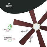 This divina ceiling fan comes with anti -rust feature and has aluminium body 
