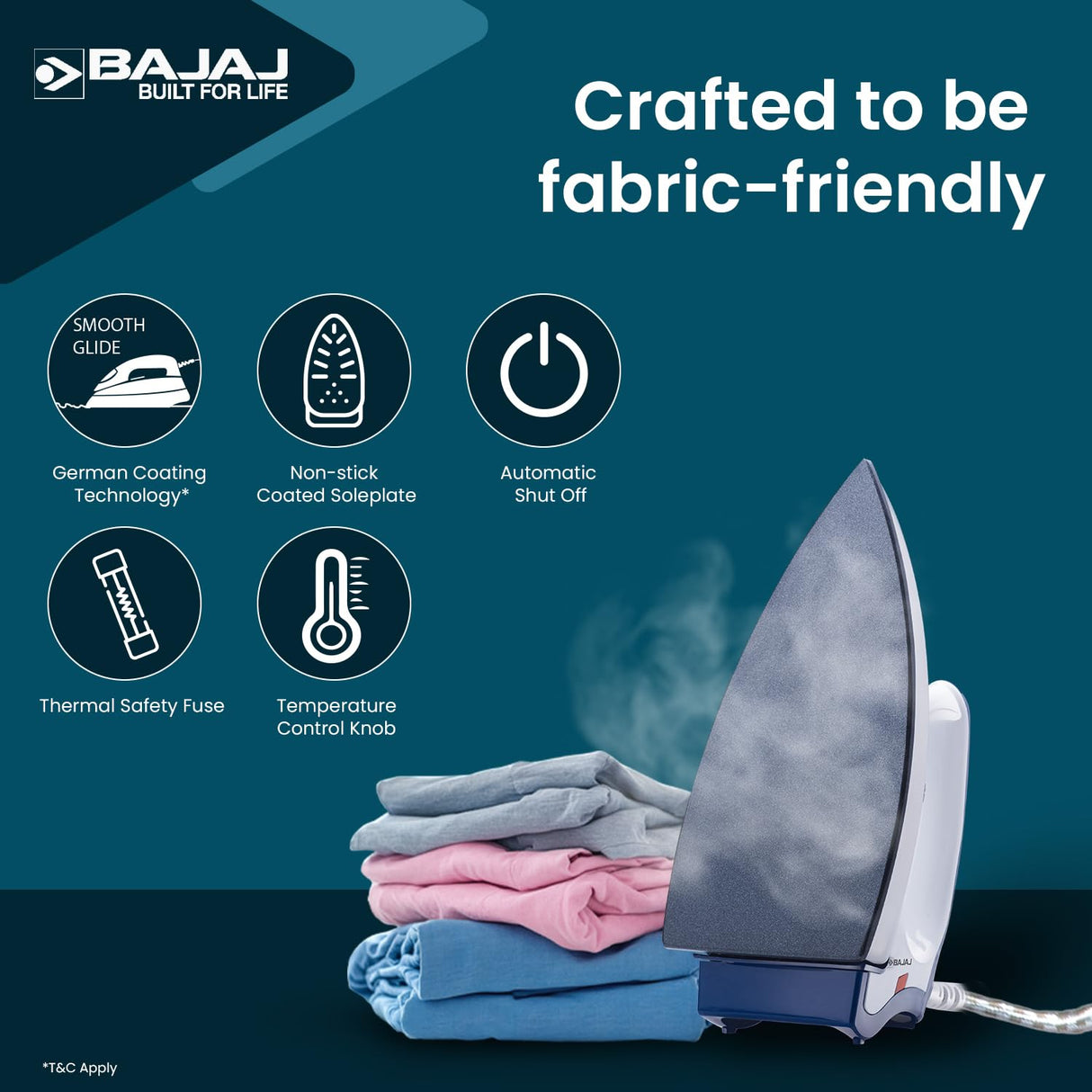 Bajaj Stainless Steel Majesty DX-11 1000 Watts Dry Iron (White & Blue)