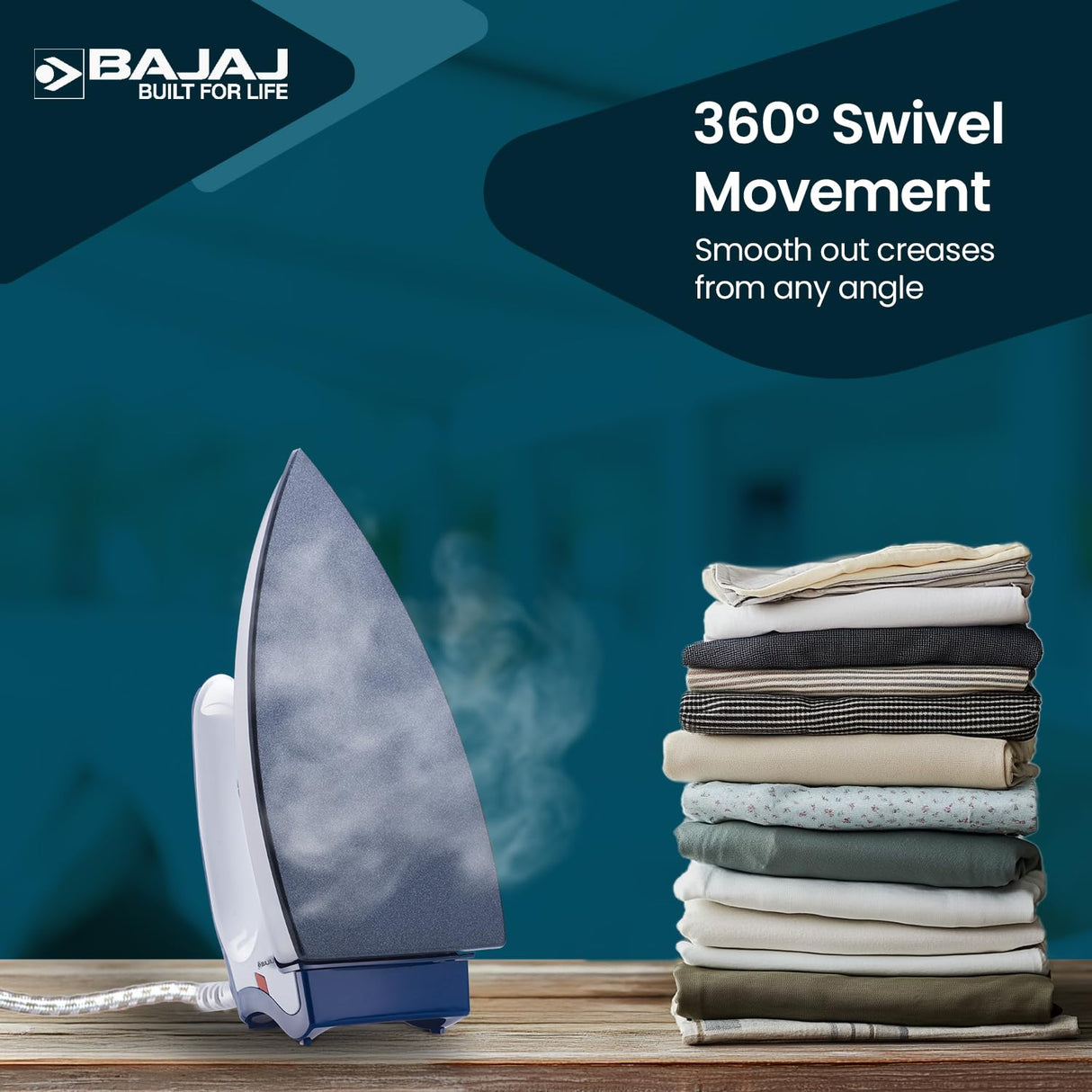 Bajaj Stainless Steel Majesty DX-11 1000 Watts Dry Iron (White & Blue)