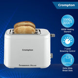 Crompton SunBrown Deluxe Pop-up Toaster 800W (White)