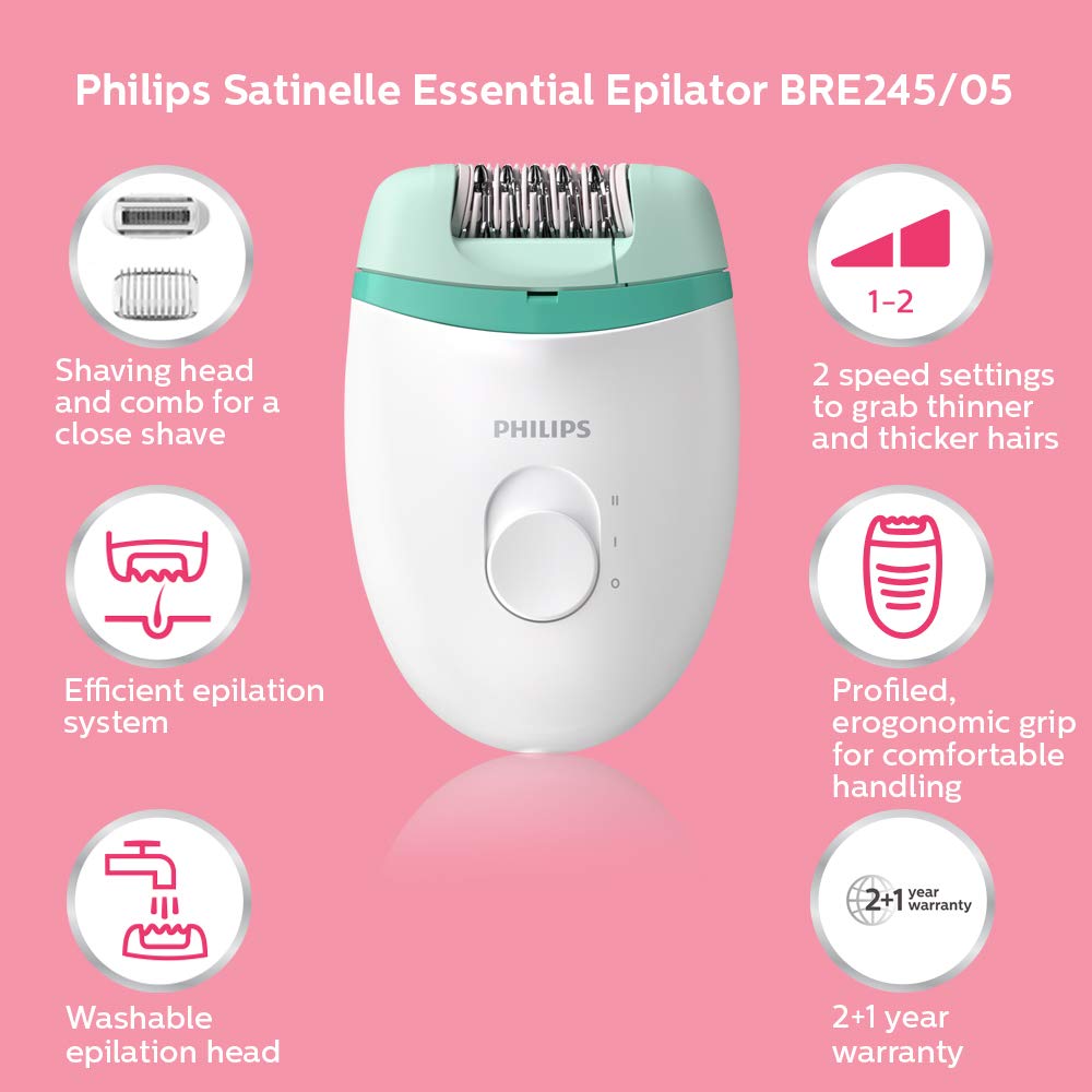 Philips BRE245/00 Corded Epilator for gentle hair removal