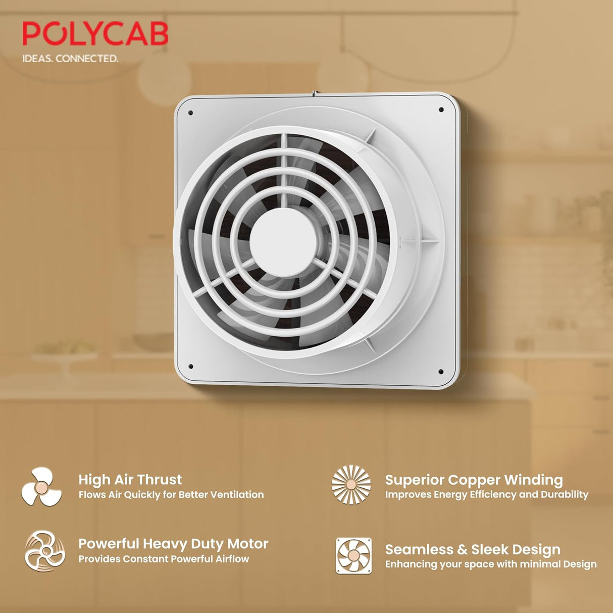 Polycab Freshly Prime 150mm Air Exhaust fan (Wood Finish)