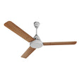 Ceiling fan with wooden blades on a white background