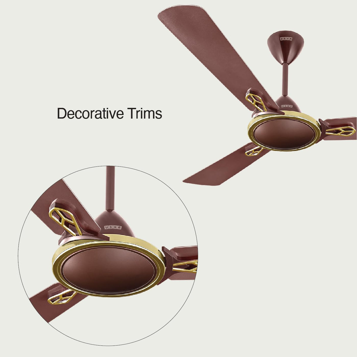 USHA Striker Neo 1200mm Energy Saving High Speed Decorative Ceiling Fan (Cocoa Bean)