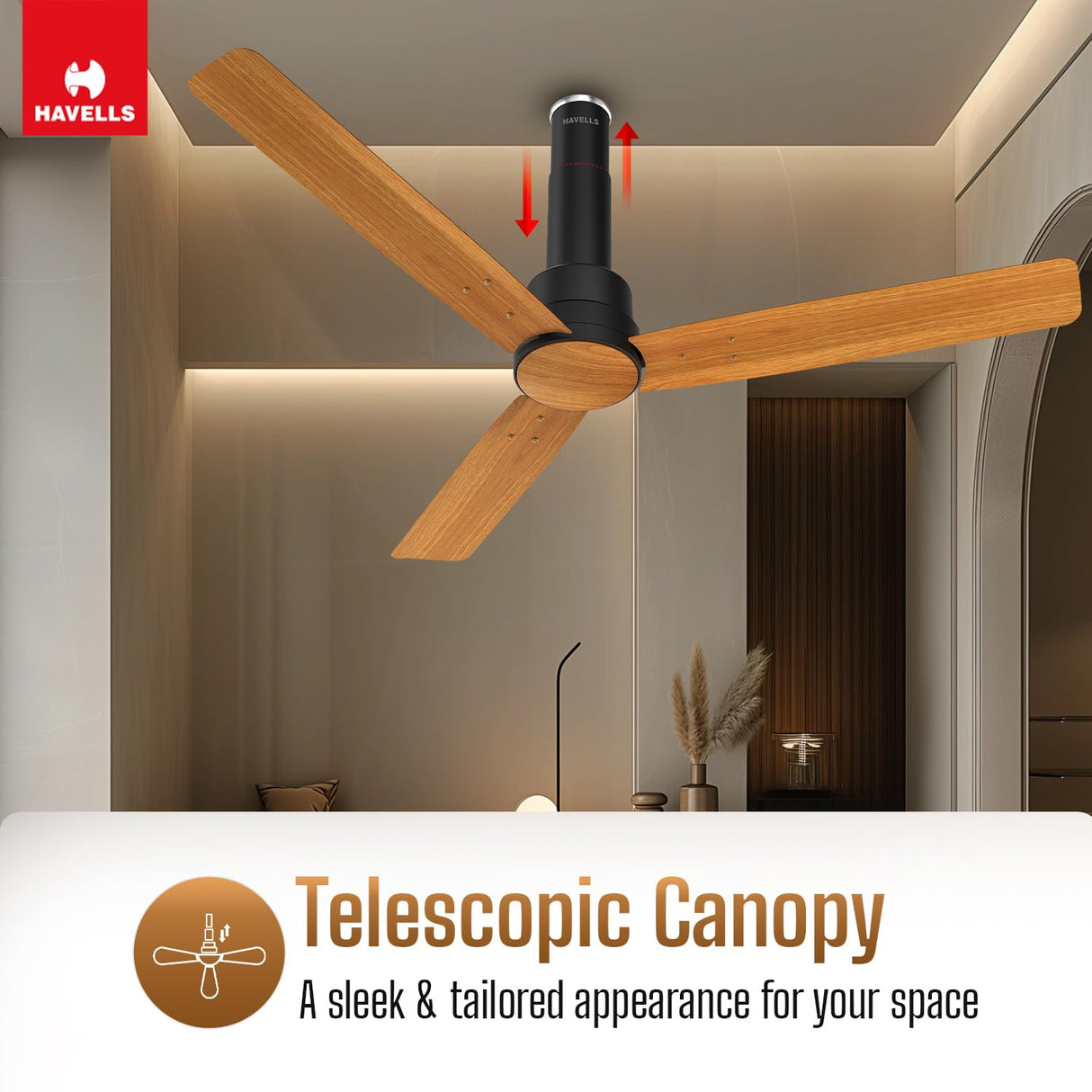 Havells 1200mm Elio Prime BLDC Ceiling Fan (Pinewood Matte Black)