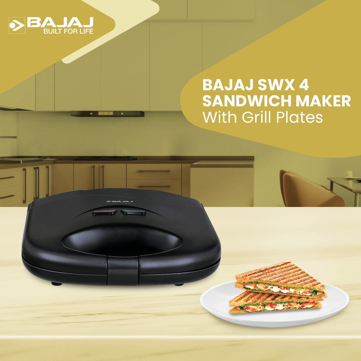 Bajaj SWX 4 Deluxe 800 W 2-Slice Grill Sandwich Maker (Black)