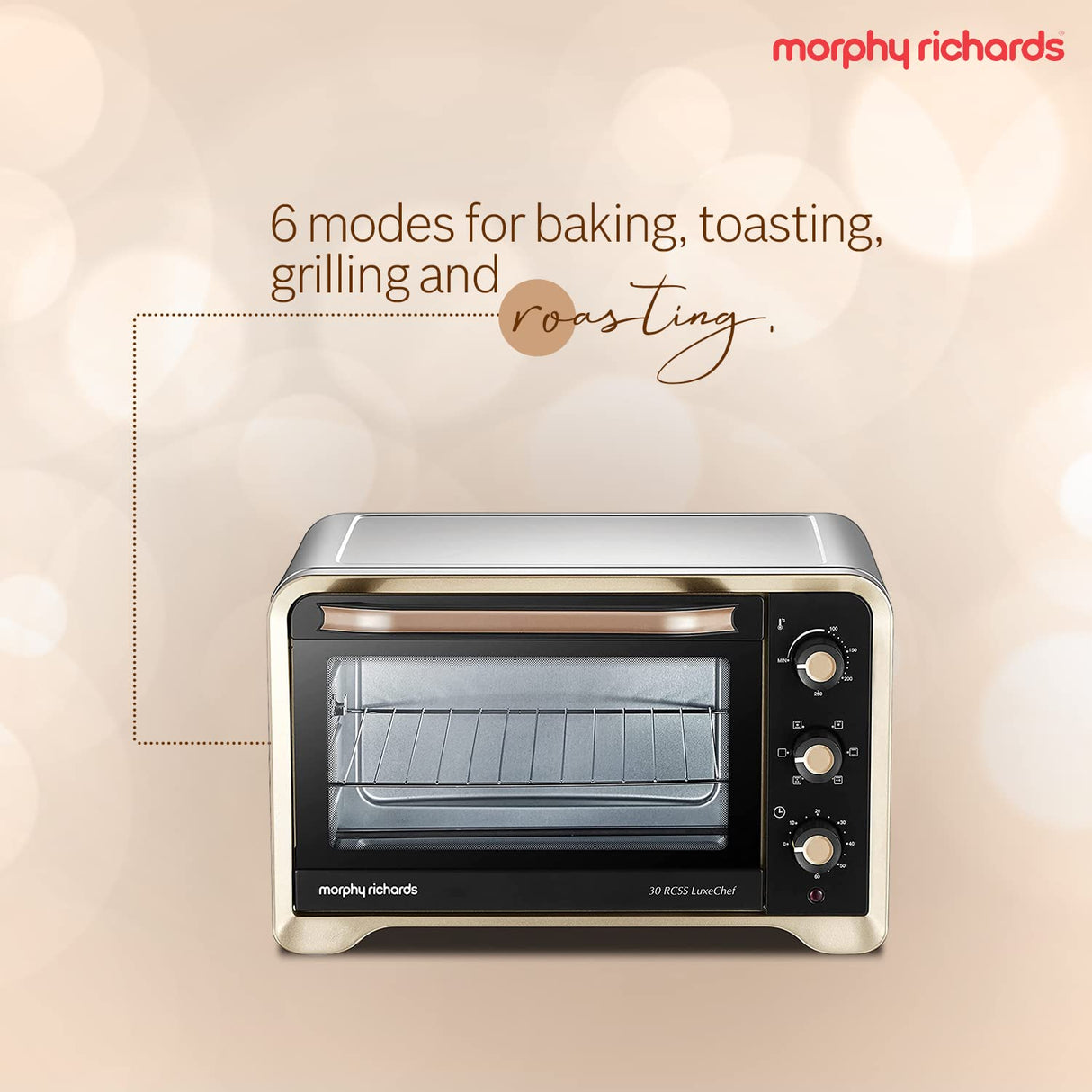 Morphy Richards 30 RCSS Luxechef Oven Toaster Griller OTG (Gold, 30 L)