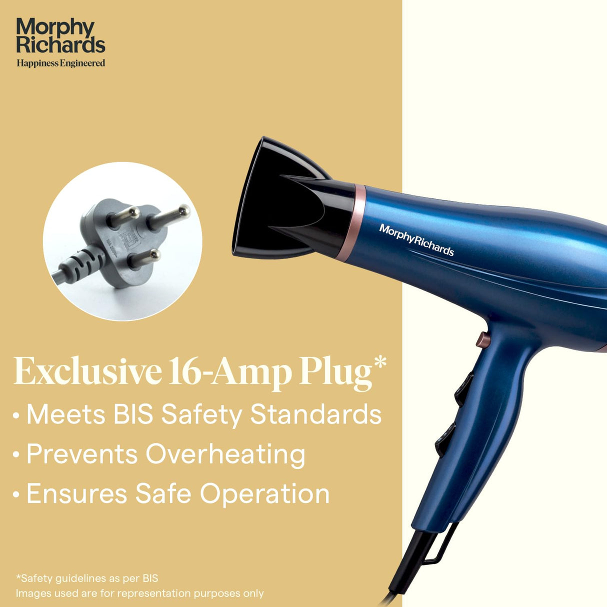 Morphy Richards Stylist Care 1900W Hair Dryer (Blue & Rose Gold)