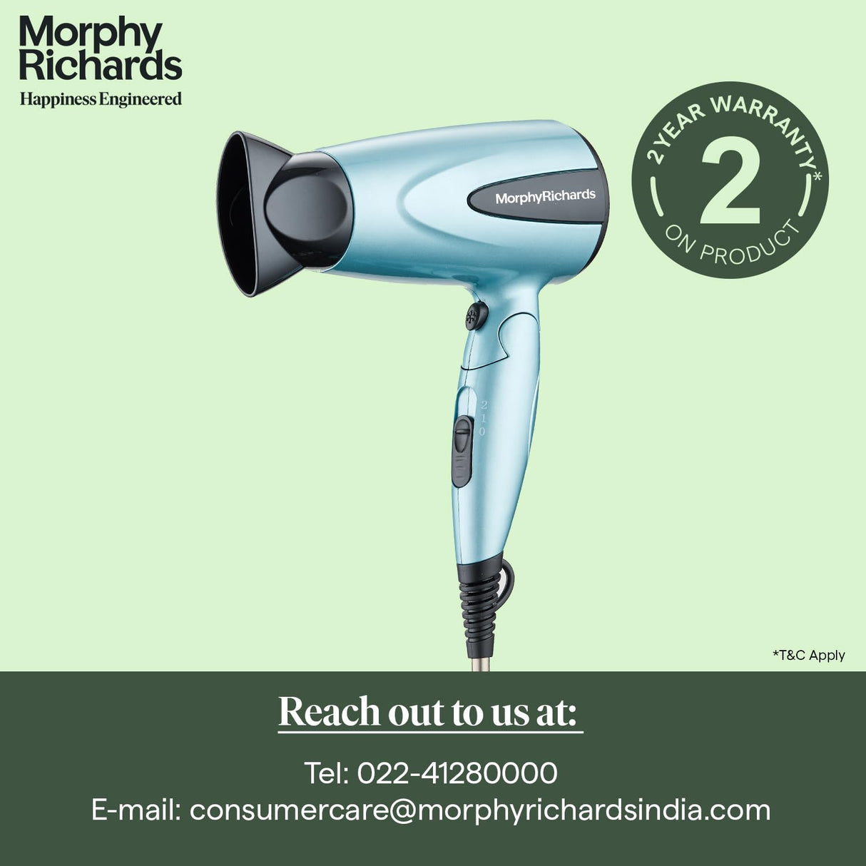 Morphy Richards Idazzle 1200W Hair Dryer (Aqua Blue & Black)