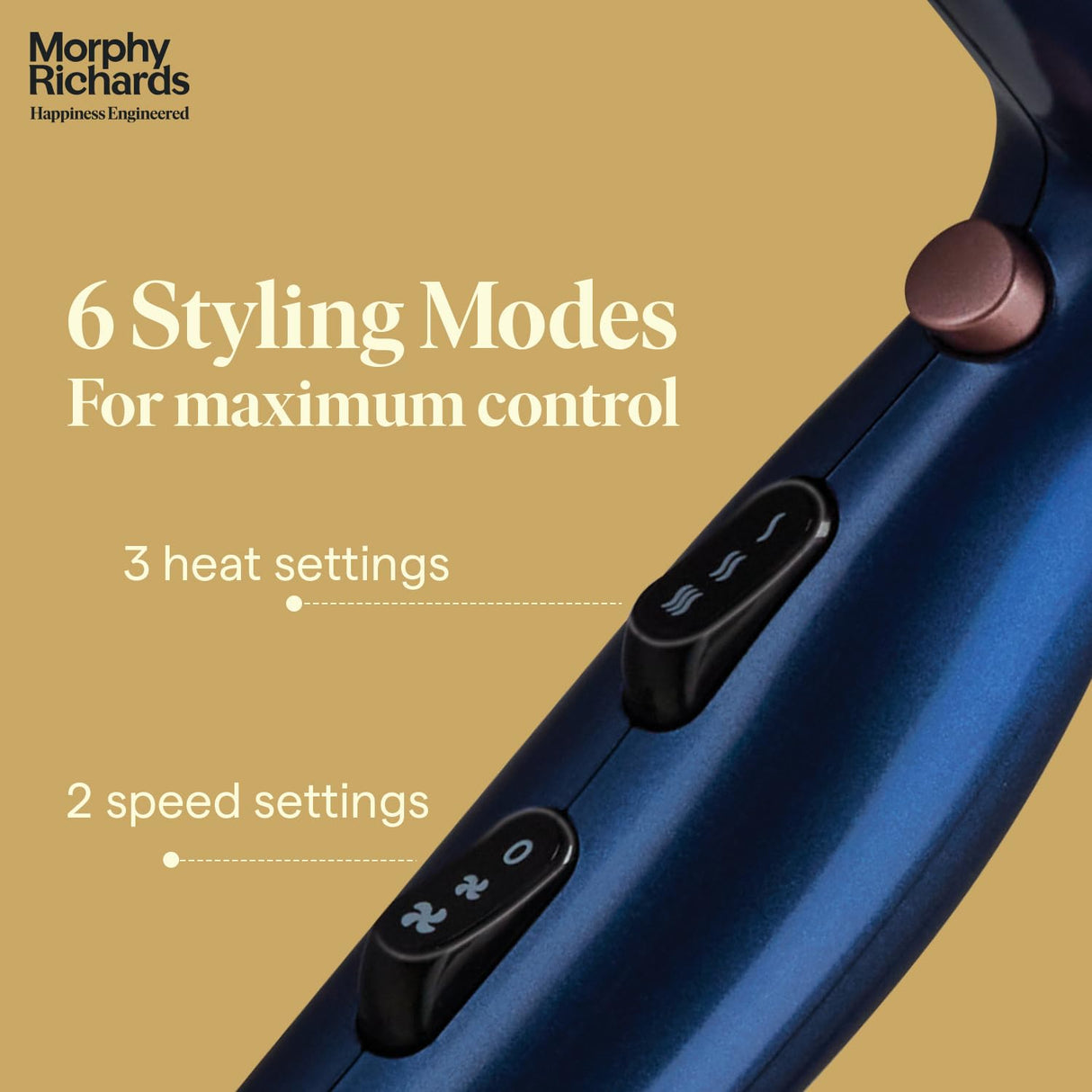 Morphy Richards Stylist Care 1900W Hair Dryer (Blue & Rose Gold)