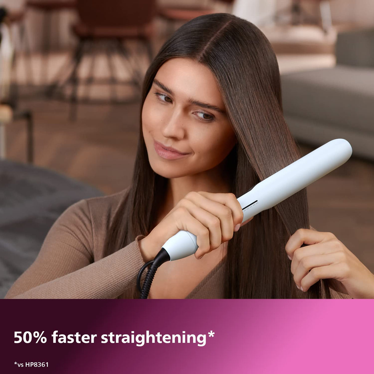 PHILIPS BHS520/00 Hair Straightener , ThermoShield Technology to lower heat damage (White)