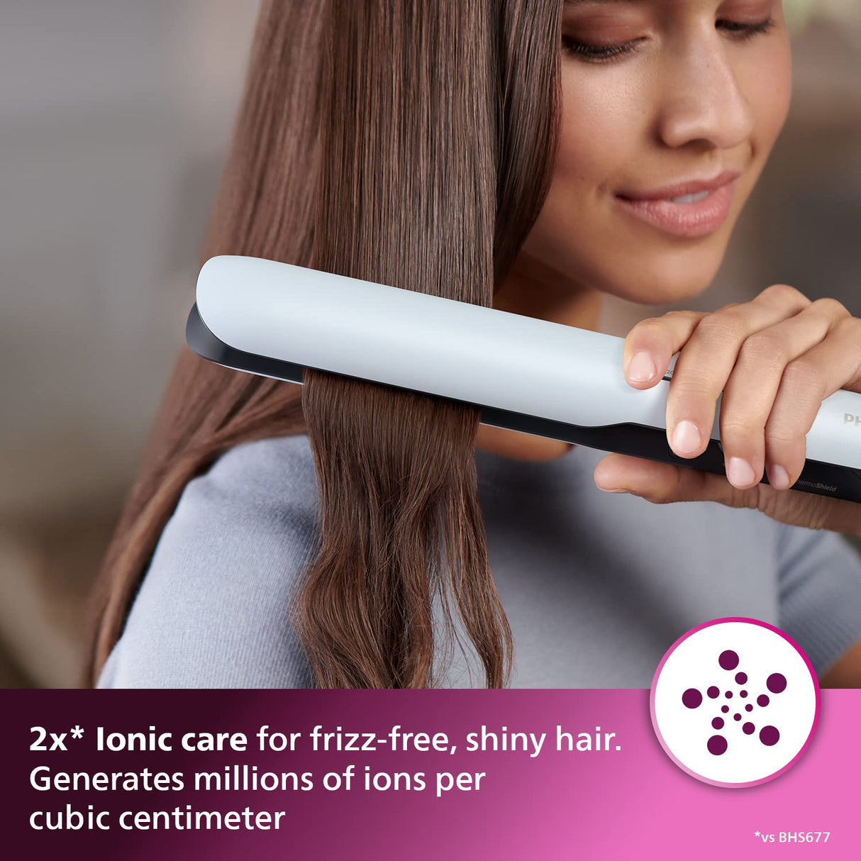 PHILIPS BHS520/00 Hair Straightener , ThermoShield Technology to lower heat damage (White)