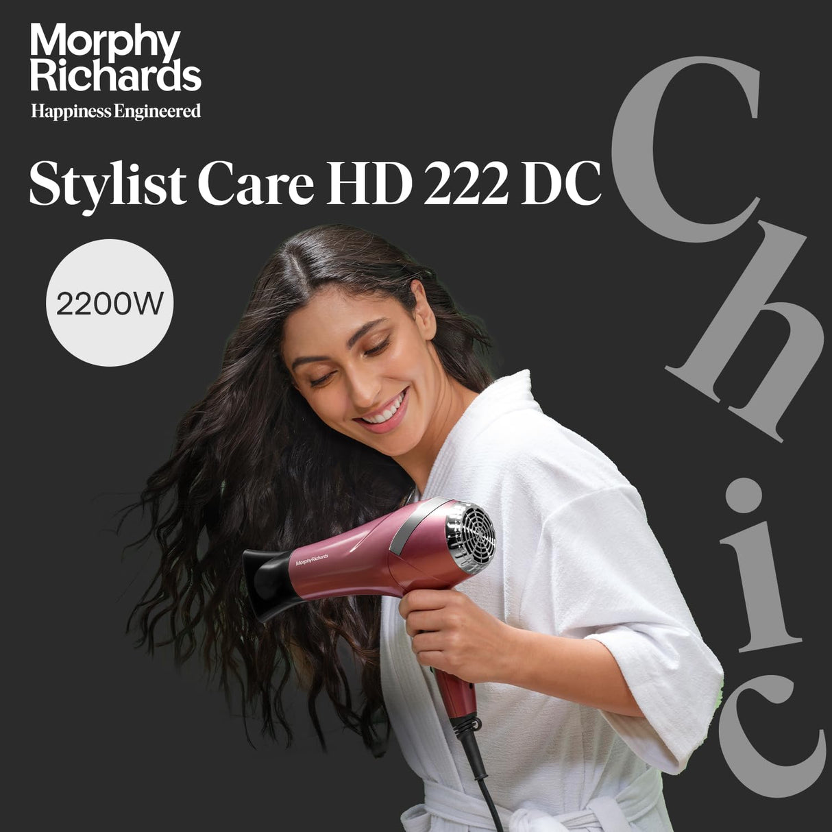 Morphy Richards Stylist Care Professional Hair Dryer (Wine Red And Silver)