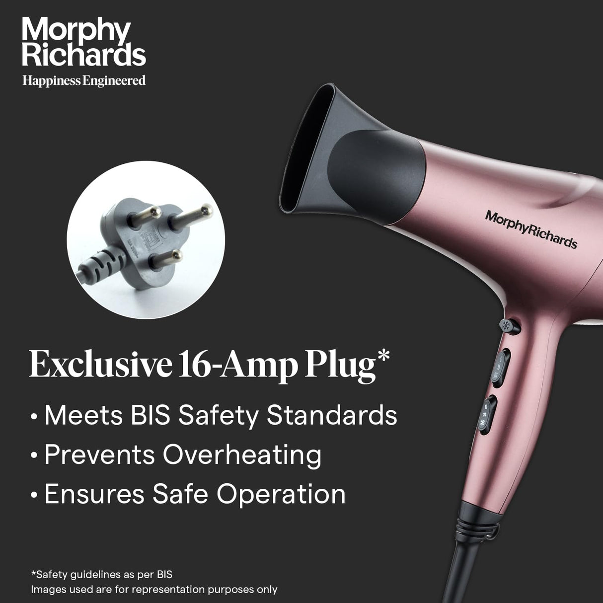 Morphy Richards Stylist Care Professional Hair Dryer (Wine Red And Silver)